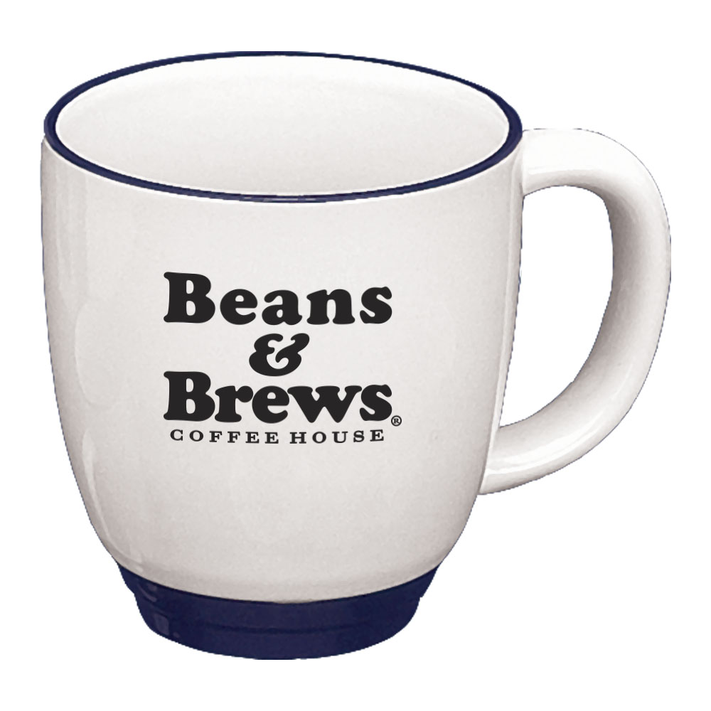 MWare 14 Oz White/Cobalt Heartland Bistro Mug Odyssey Glassware